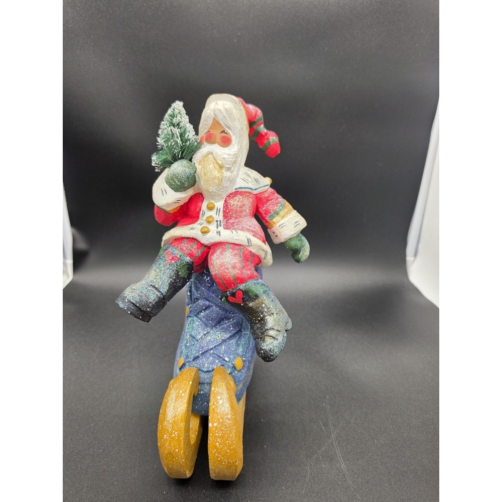 Vintage 1999‎ House Of Hatten Denise Calla Santa Claus Riding On An Ice Skate